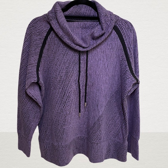 Womens cowlneck drawstring cotton crepe sweatshirt Wide band Large oversized - Picture 2 of 4